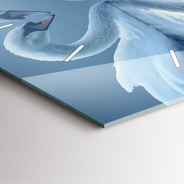 Square glass wall clock Swans in the heart