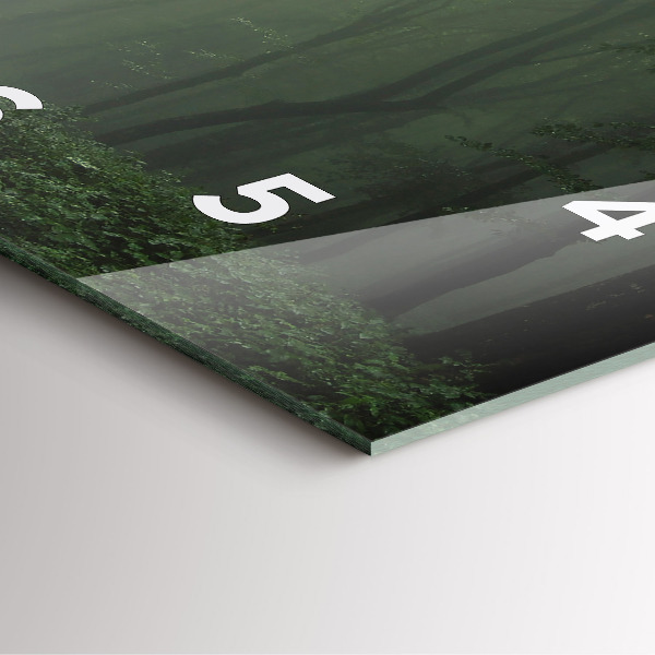 Square glass wall clock Misty forest in the morning