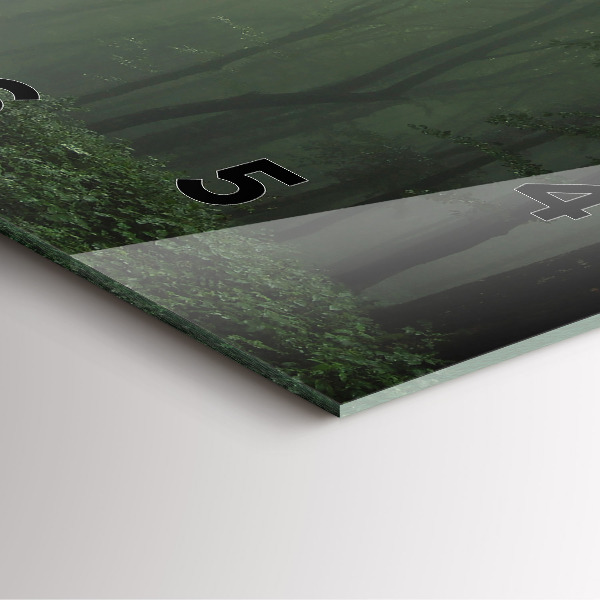 Square glass wall clock Misty forest in the morning