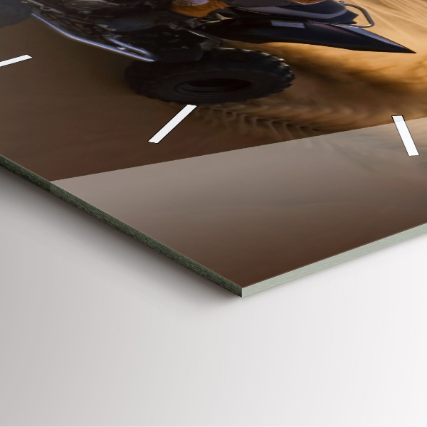 Square glass wall clock Quad in the desert