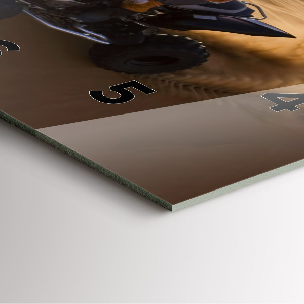 Square glass wall clock Quad in the desert