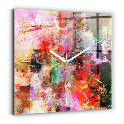 Square glass wall clock Abstract composition