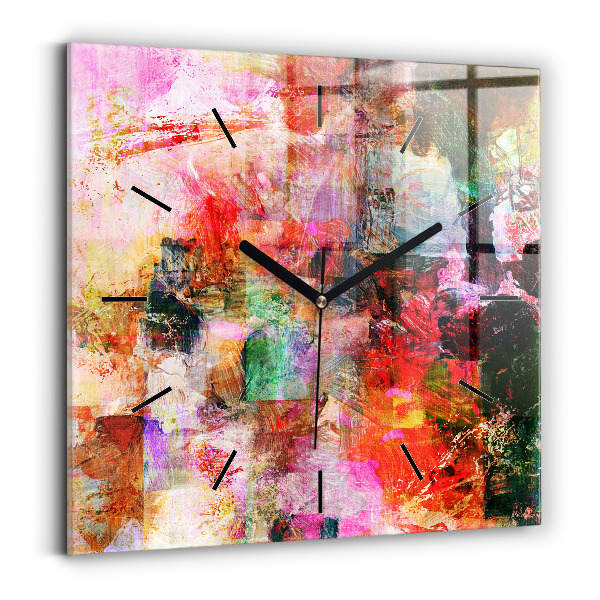 Square glass wall clock Abstract composition