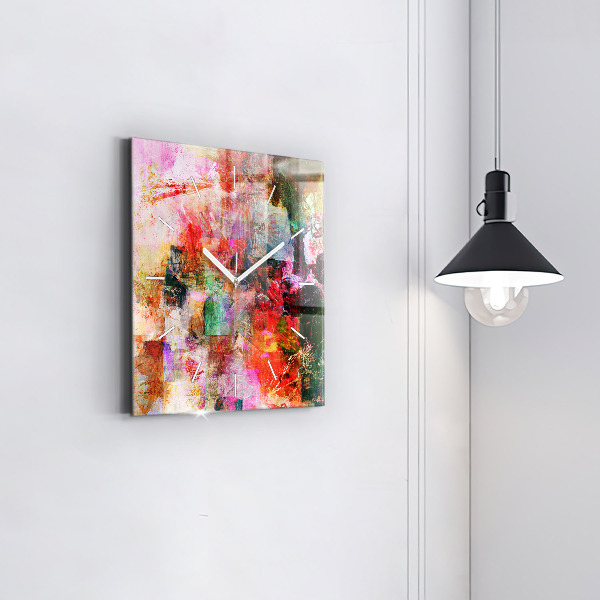 Square glass wall clock Abstract composition