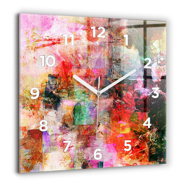 Square glass wall clock Abstract composition