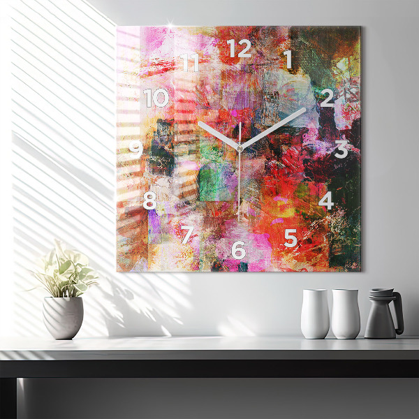 Square glass wall clock Abstract composition