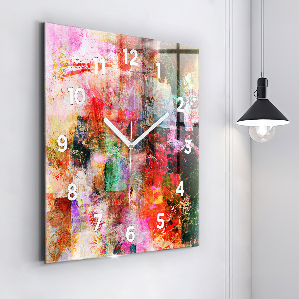Square glass wall clock Abstract composition