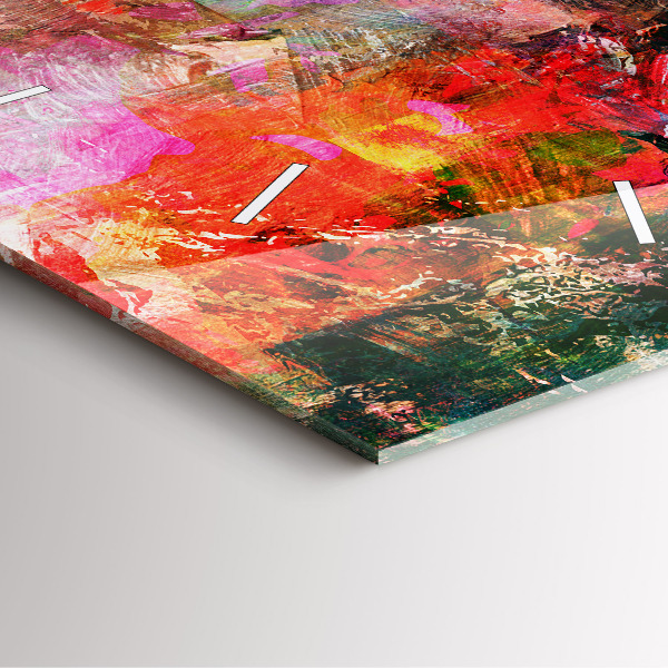 Square glass wall clock Abstract composition