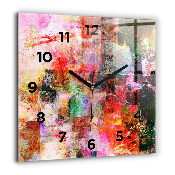 Square glass wall clock Abstract composition