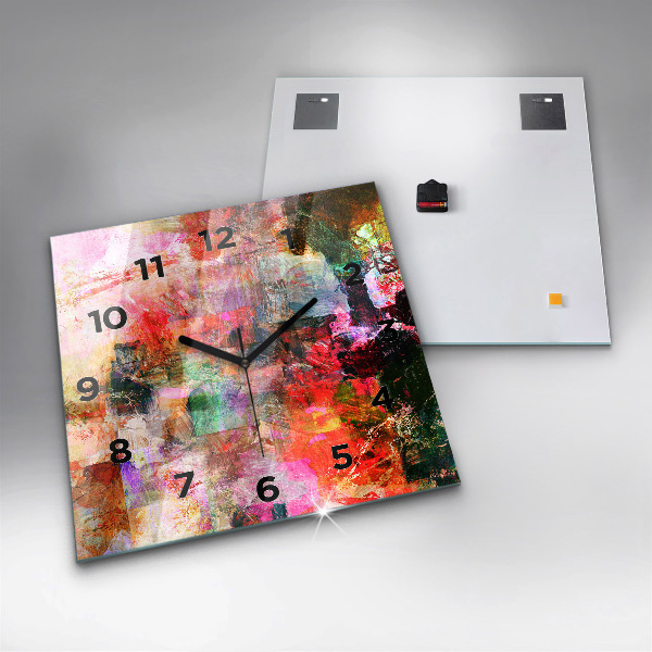 Square glass wall clock Abstract composition