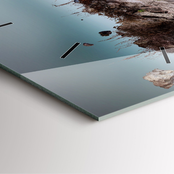 Square glass wall clock Flying Island and Waterfall