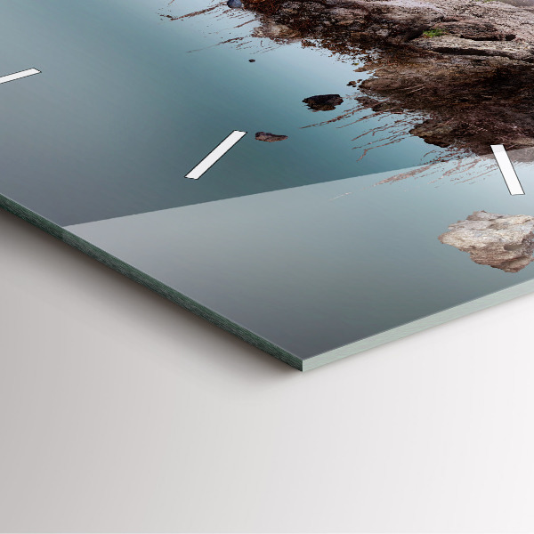 Square glass wall clock Flying Island and Waterfall