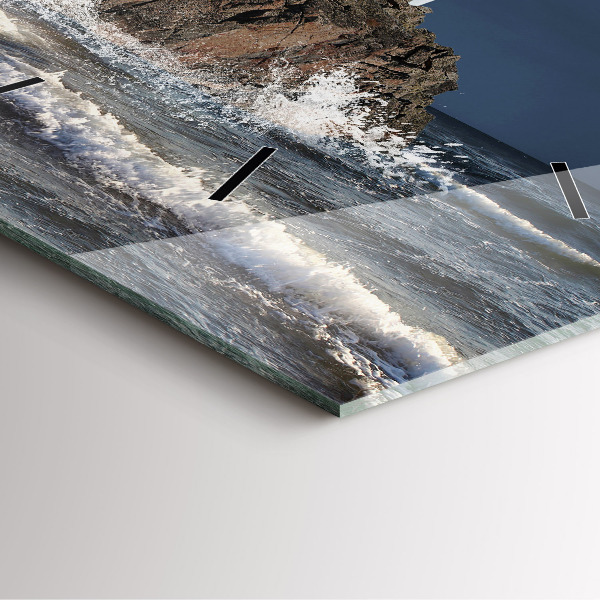 Square glass wall clock Lighthouse