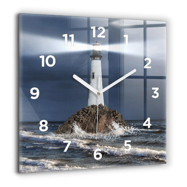 Square glass wall clock Lighthouse