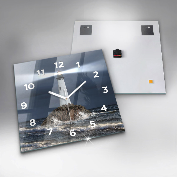 Square glass wall clock Lighthouse