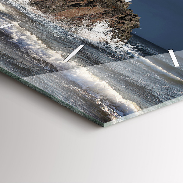 Square glass wall clock Lighthouse