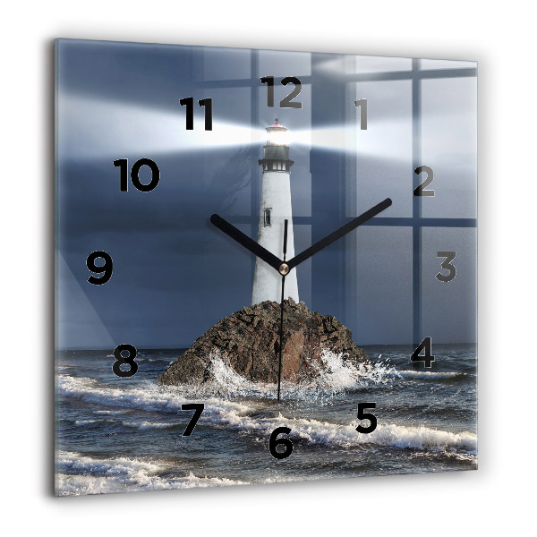 Square glass wall clock Lighthouse