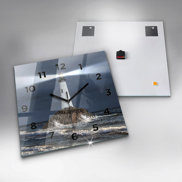 Square glass wall clock Lighthouse