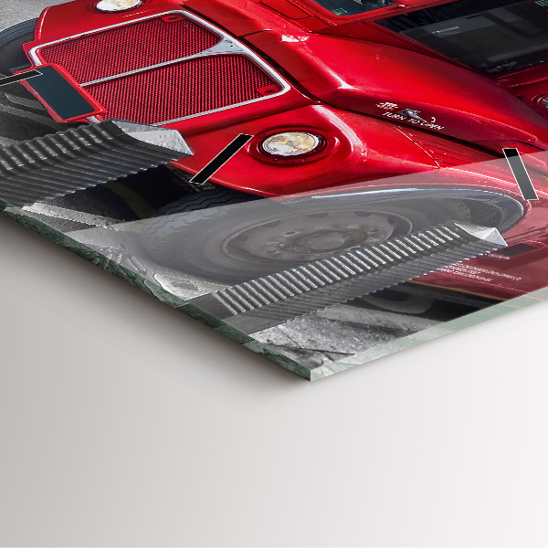 Square glass wall clock Red double-decker bus