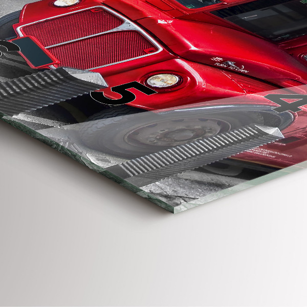 Square glass wall clock Red double-decker bus