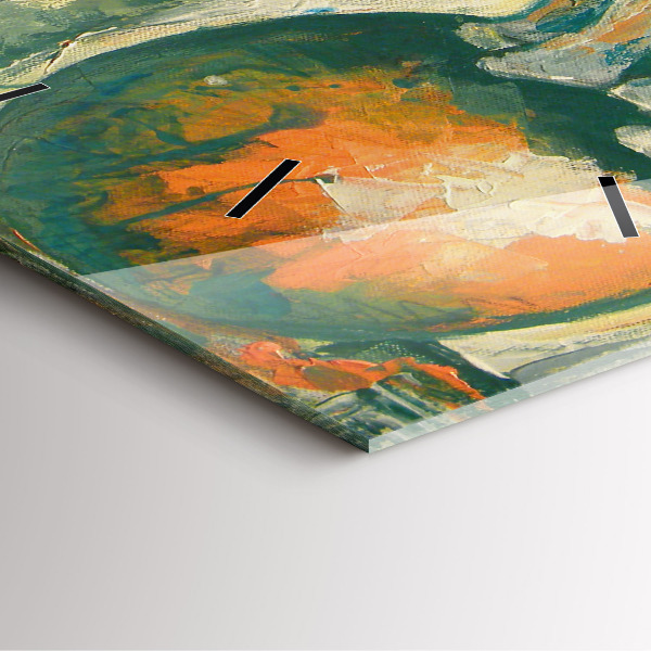 Square glass wall clock Painted elephant posture