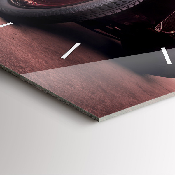 Square glass wall clock Vintage car