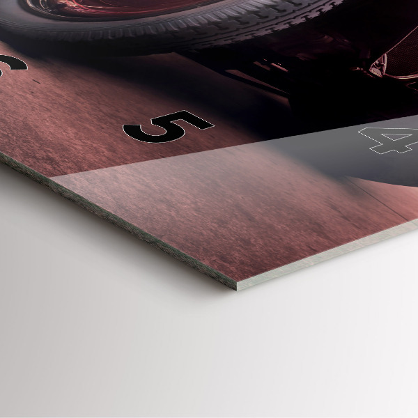 Square glass wall clock Vintage car