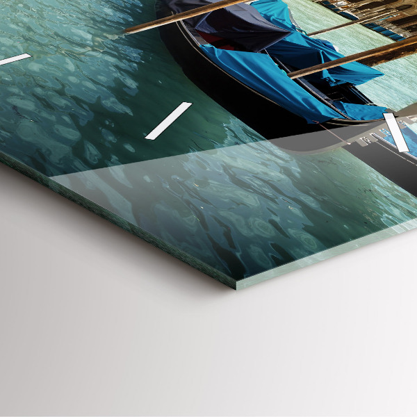Square glass wall clock Gondolas Venice Italy