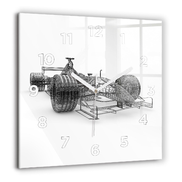 Square glass wall clock F1 car design