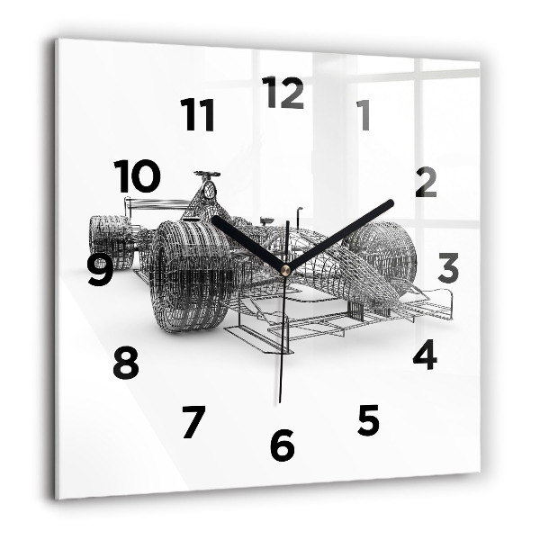 Square glass wall clock F1 car design