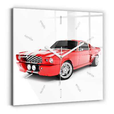 Square glass wall clock Sports car