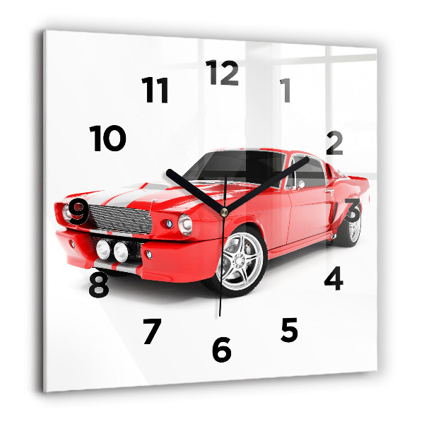 Square glass wall clock Sports car