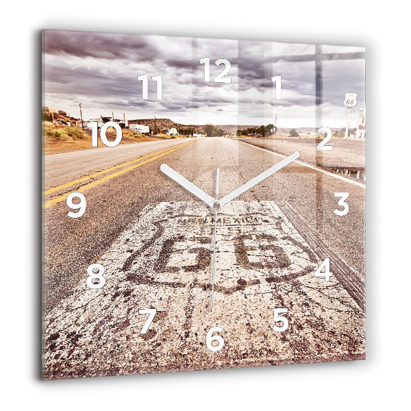Square glass wall clock Route 66 USA