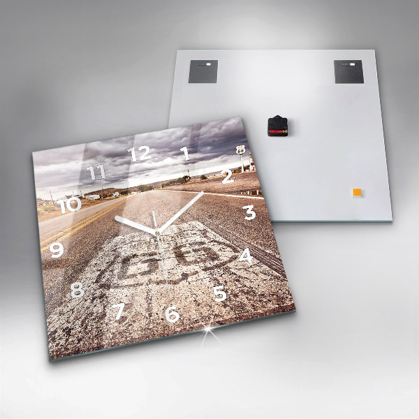 Square glass wall clock Route 66 USA