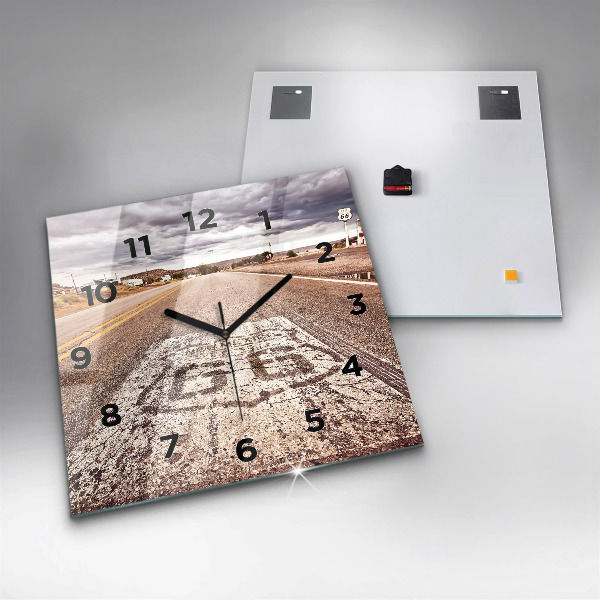 Square glass wall clock Route 66 USA