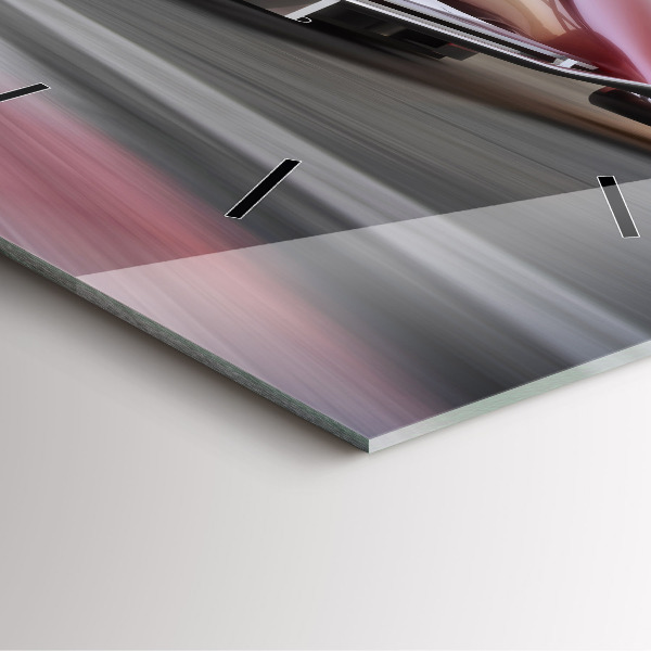 Square glass wall clock Sports racing car