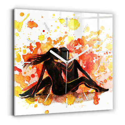 Square glass wall clock Love and a couple in love
