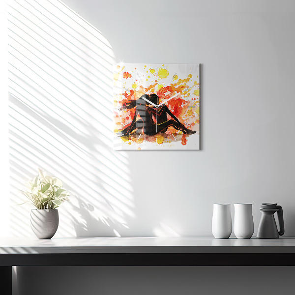 Square glass wall clock Love and a couple in love