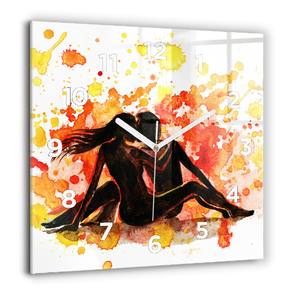 Square glass wall clock Love and a couple in love