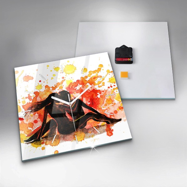 Square glass wall clock Love and a couple in love