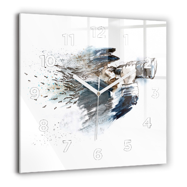 Square glass wall clock Captain with binoculars