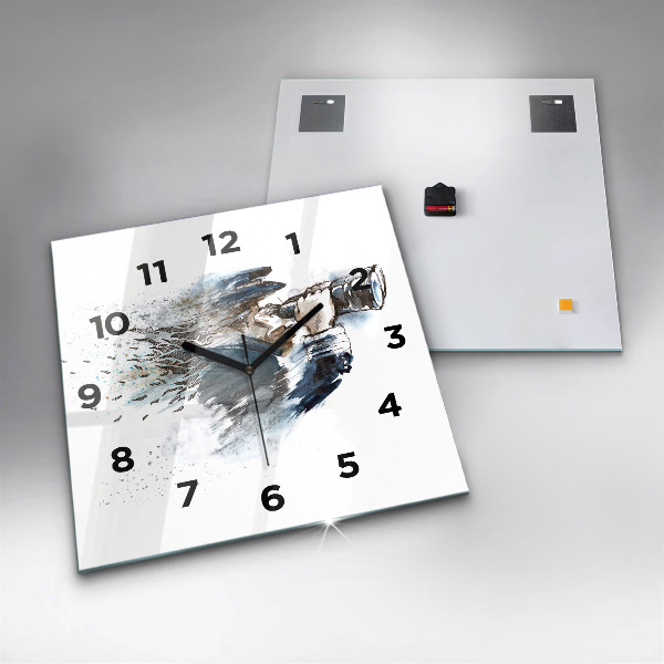 Square glass wall clock Captain with binoculars