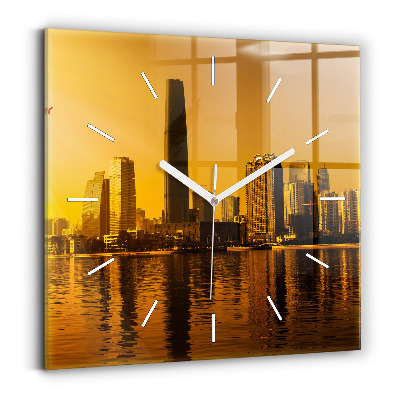Square glass wall clock Zhujiang River China