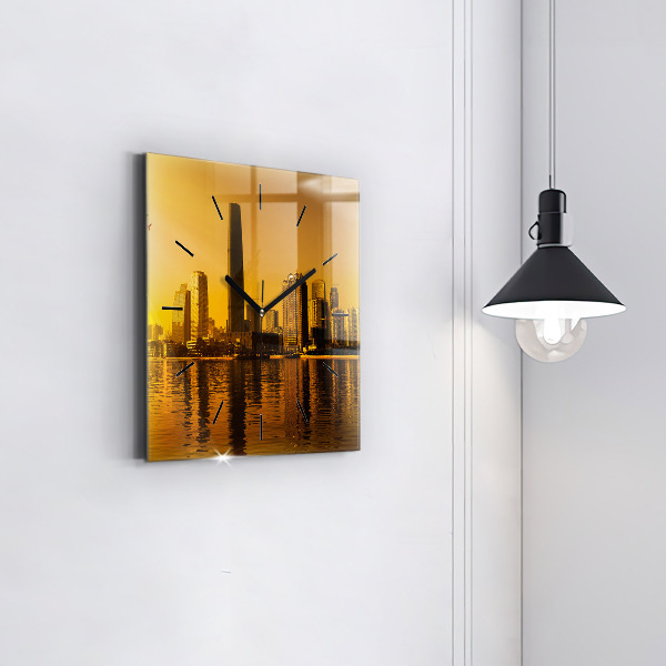 Square glass wall clock Zhujiang River China