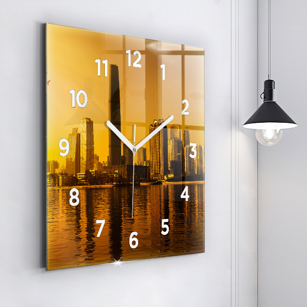 Square glass wall clock Zhujiang River China