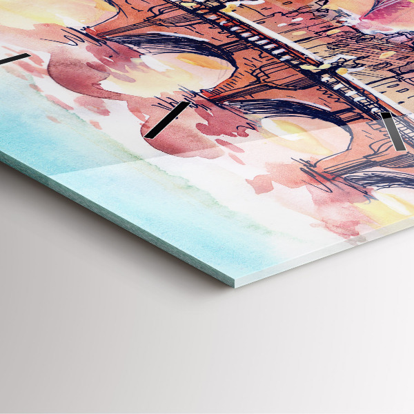 Square glass wall clock Painted Landscape of Paris
