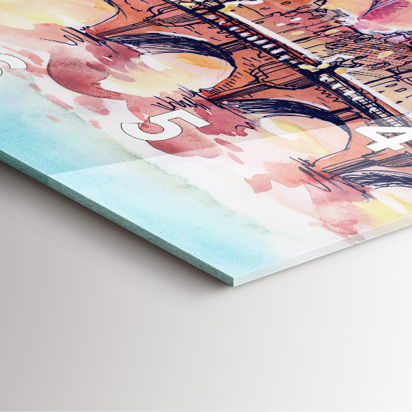 Square glass wall clock Painted Landscape of Paris