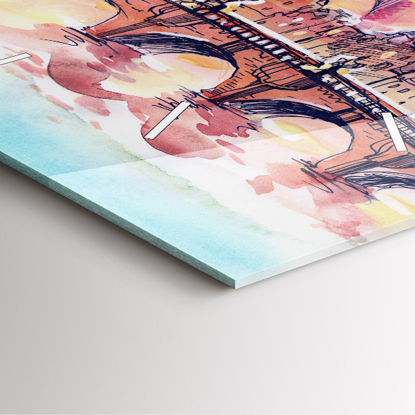 Square glass wall clock Painted Landscape of Paris