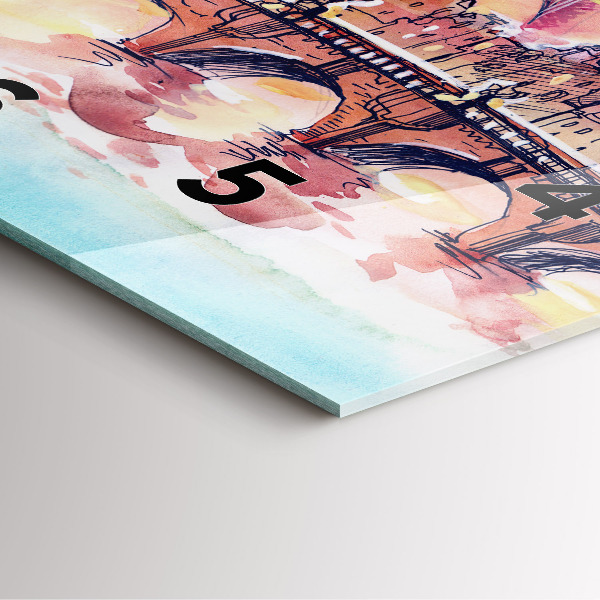 Square glass wall clock Painted Landscape of Paris