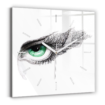 Square glass wall clock Abstraction of the human eye
